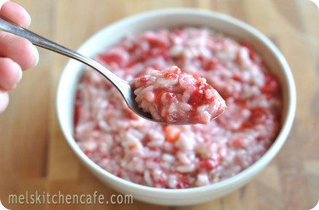 Spoon with fingers JPG rounded corners Red Berry Risotto Oatmeal