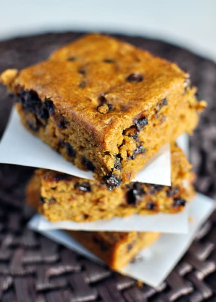 Pumpkin Blondies with Chocolate Chips
