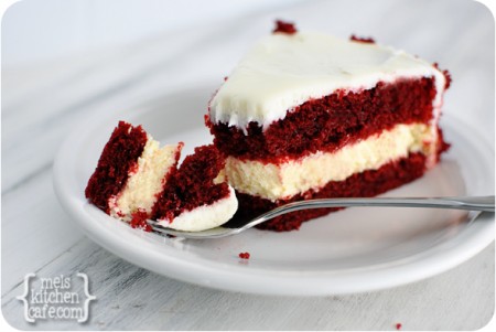 melskitchencafe.com: Red Velvet Cheesecake Cake