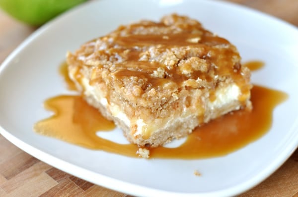 Caramel Apple Cheesecake Bars with Streusel Topping