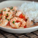 Garlic Shrimp in Coconut Lime Tomato Sauce {Quick and Healthy Dinner!}