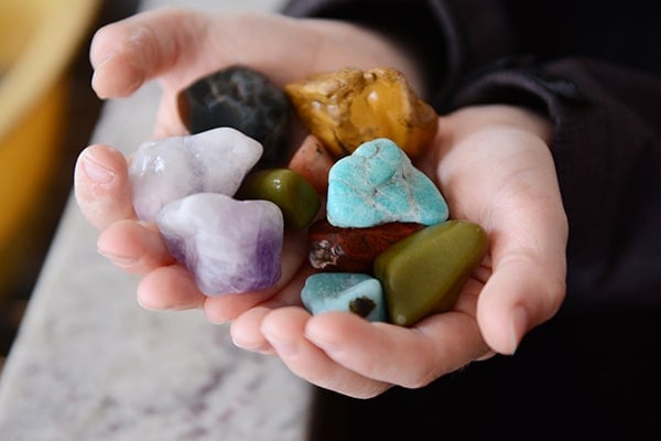 a handful of polished rocks