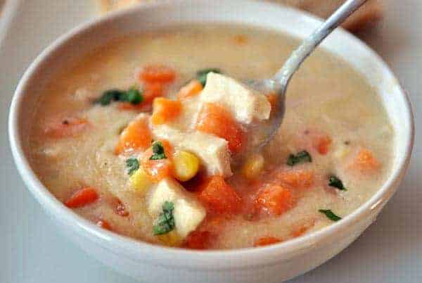 Chicken and Corn Chowder with Sweet Potatoes