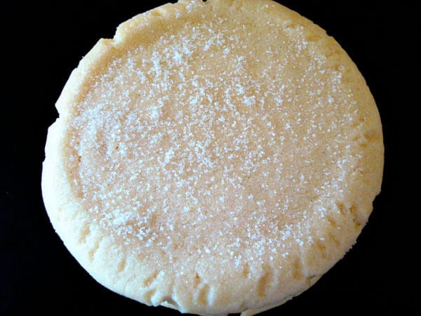 Top view of a sugar cookie.