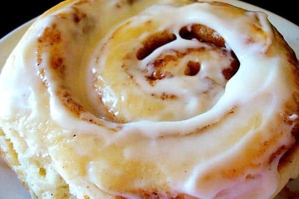 large frosted cinnamon roll