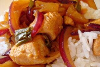 Sweet and Sour Chicken with Pineapple and Red Onion