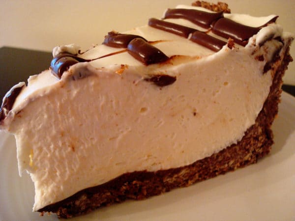 slice of cheesecake on a white plate