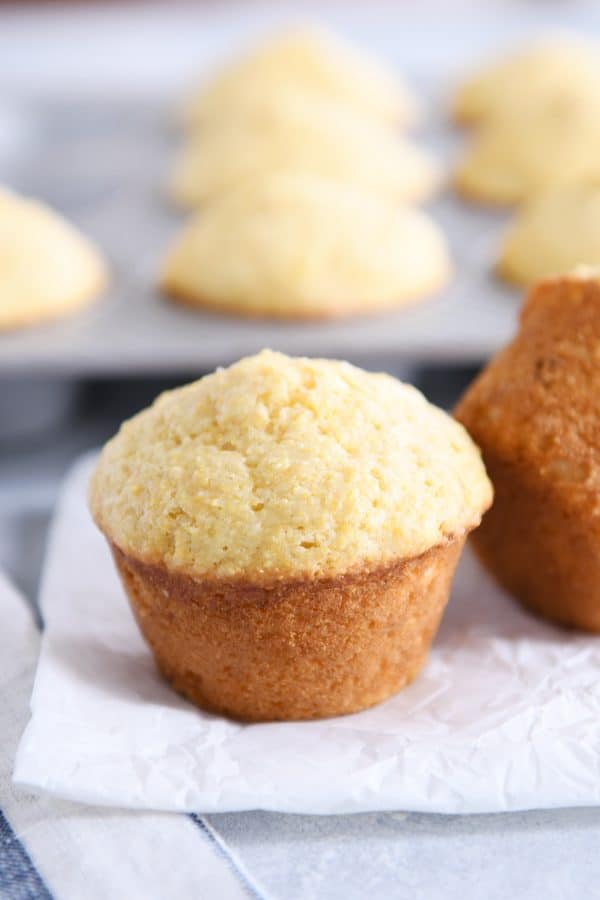 Baked light and fluffy cornbread muffins.