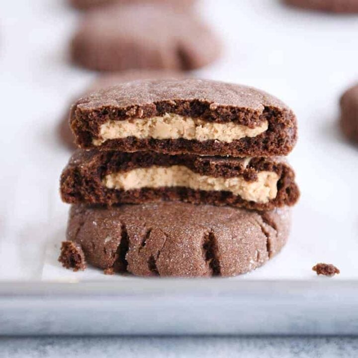 Chocolate Peanut Butter Stuffed Cookies {Magic in the Middle}