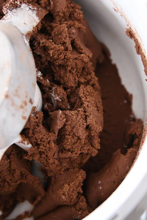 chocolate cookie dough in bosch mixer