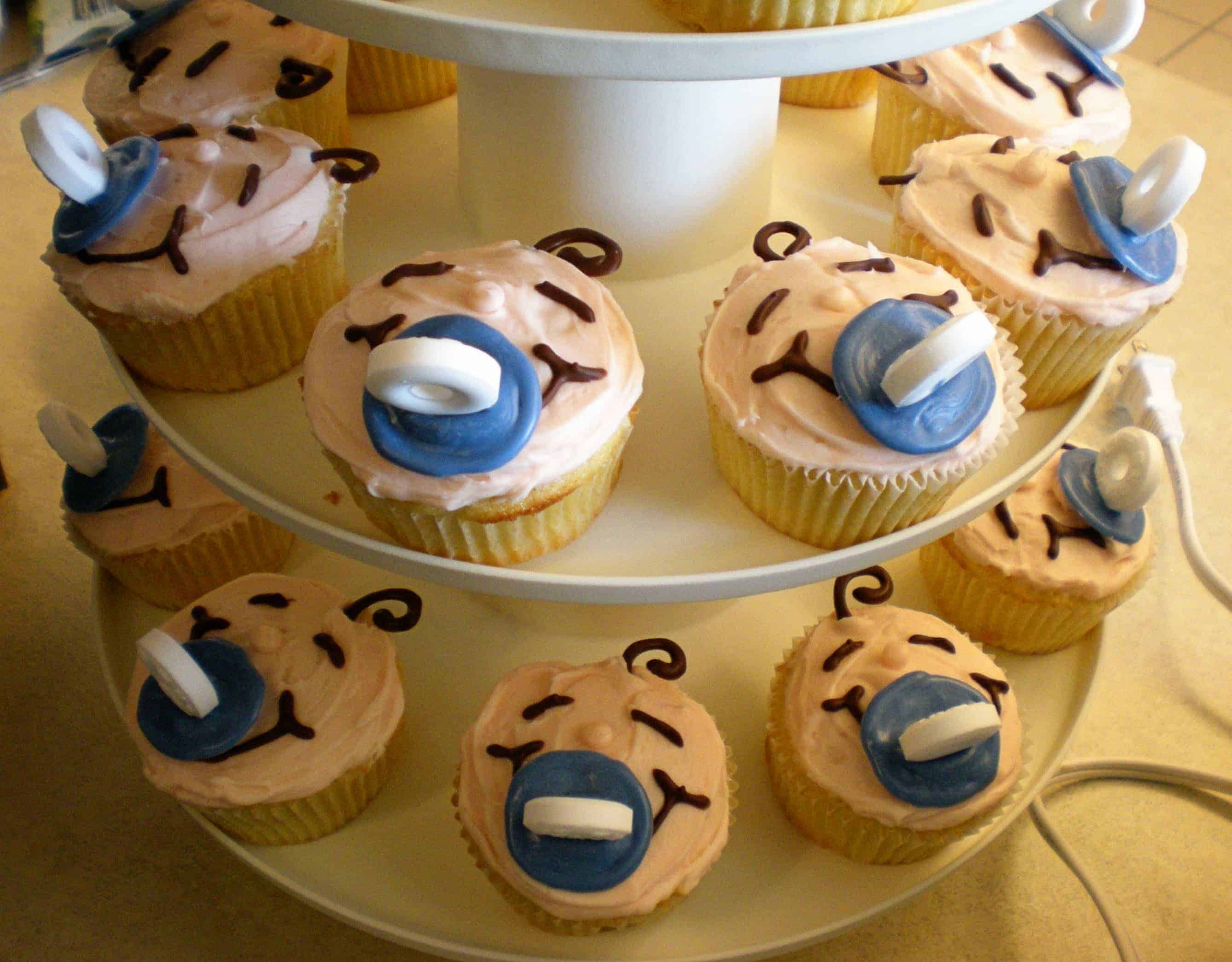 baby face cupcakes with pacifier