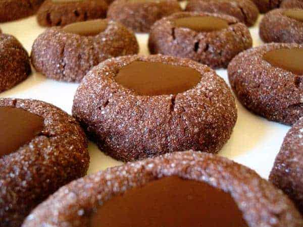 Chocolate cookies filled with chocolate ganache.