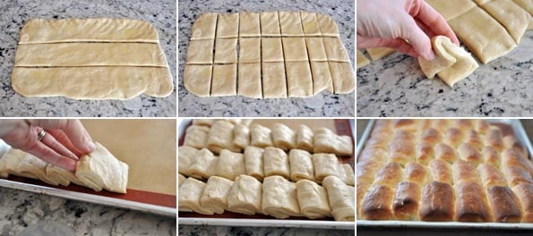 Step-by-step pictures of how to make parker house rolls.