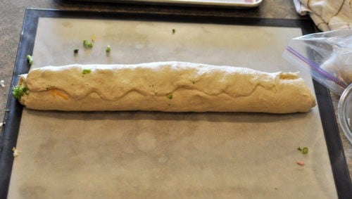 bread dough rolled into a log