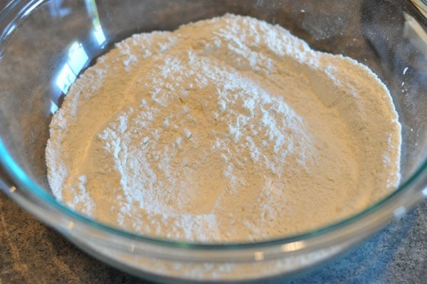 flour in a glass bowl