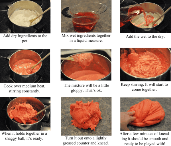 step-by-step photos of making homemade playdough