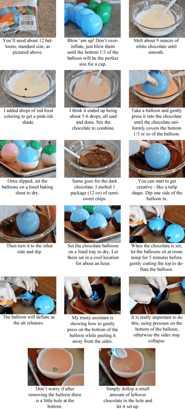 a collage of step-by-step photos of how to make chocolate dessert cups