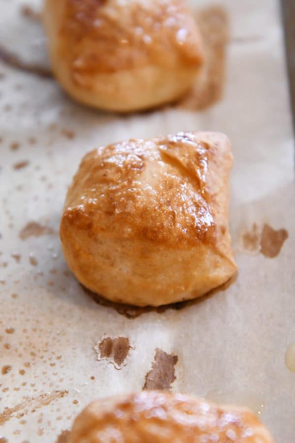 Easy homemade soft pretzel bites on sheet pan.