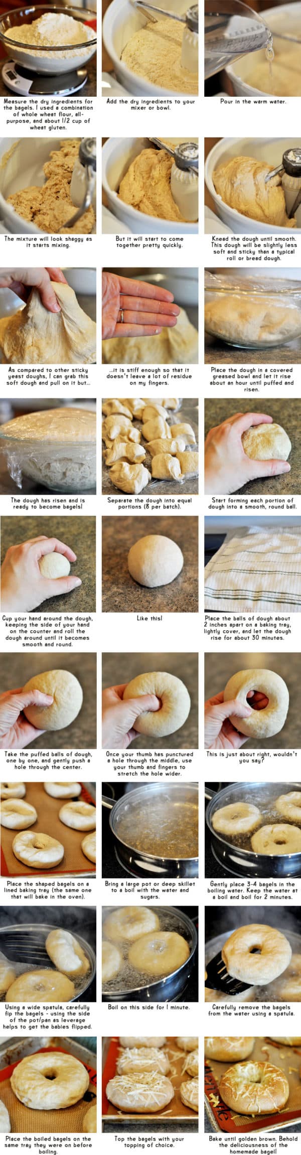 step-by-step collage of how to make bagels from scratch