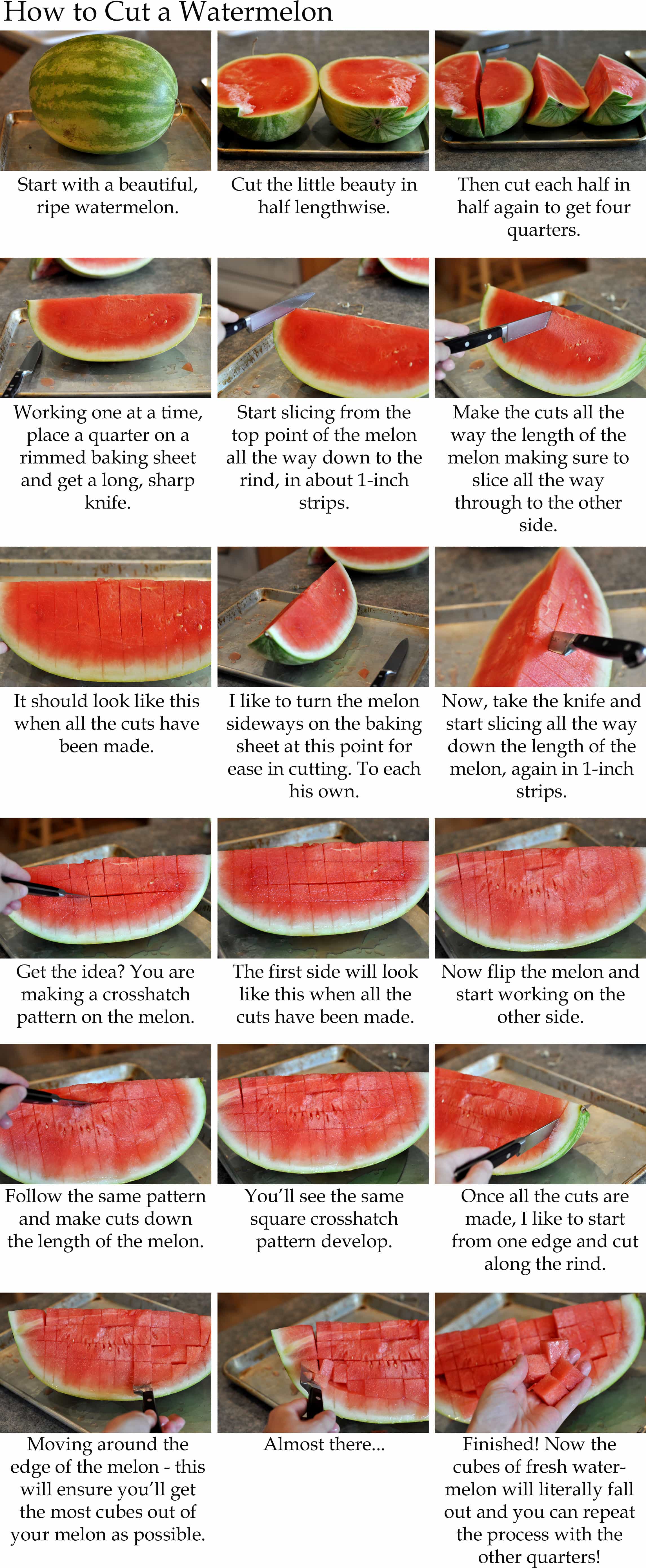 a collage of pictures showing how to cut a watermelon