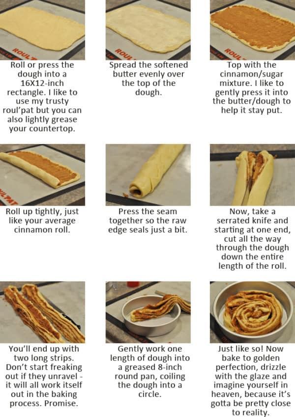 step-by-step photos of how to make a giant cinnamon roll
