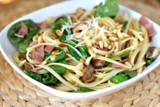 Linguine with Bacon and Spinach