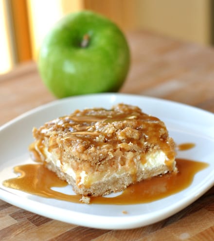 Caramel Apple Cheesecake Bars with Streusel Topping