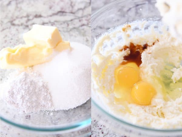 mixing batter for sugar cookie bars