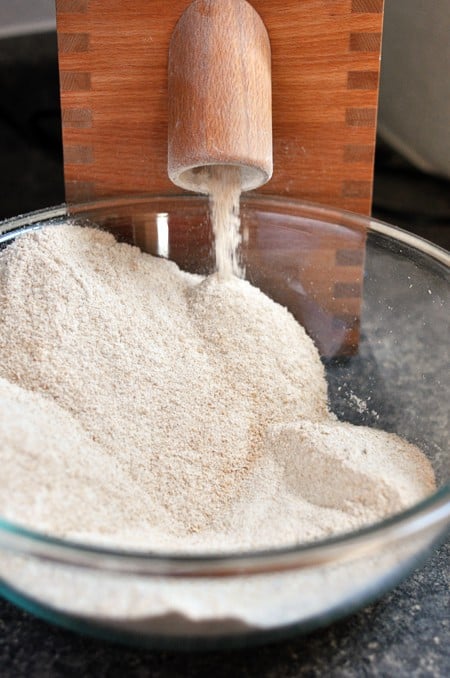 a bowl full of freshly ground wheat