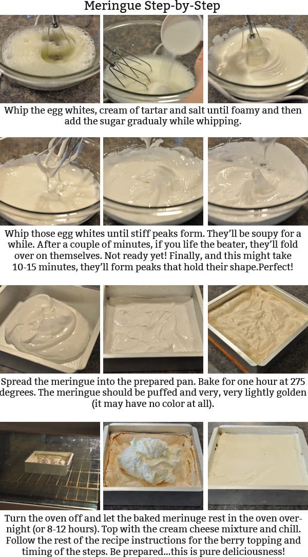 collage and pictures with step-by-step meringue instructions