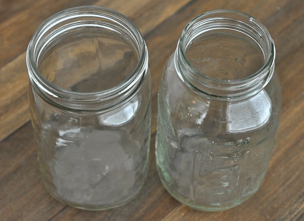 two glass mason jars