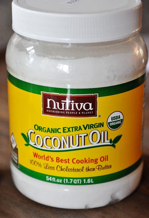 plastic jar of organic extra virgin coconut oil 