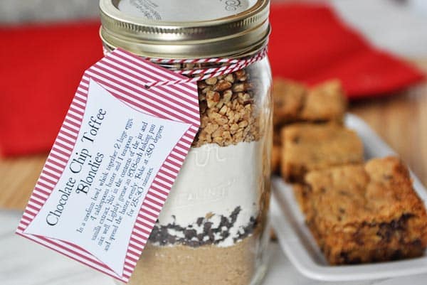 Chocolate Chip Toffee Blondie Mix in a Jar