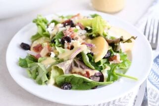 Amazing Spinach Salad with Sweet-Spicy Nuts, Apples, Feta and Bacon