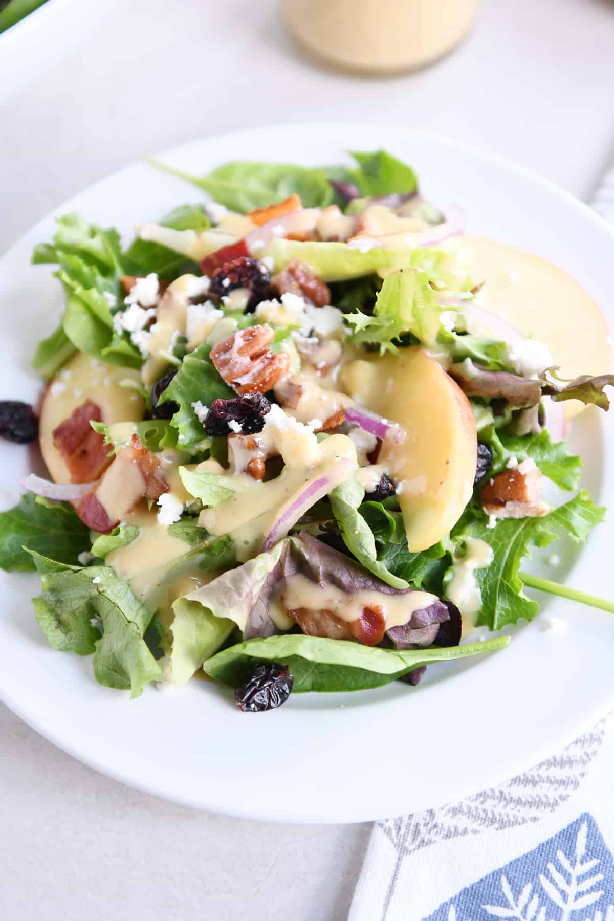 Amazing Spinach Salad with Apples, Bacon and Feta Cheese