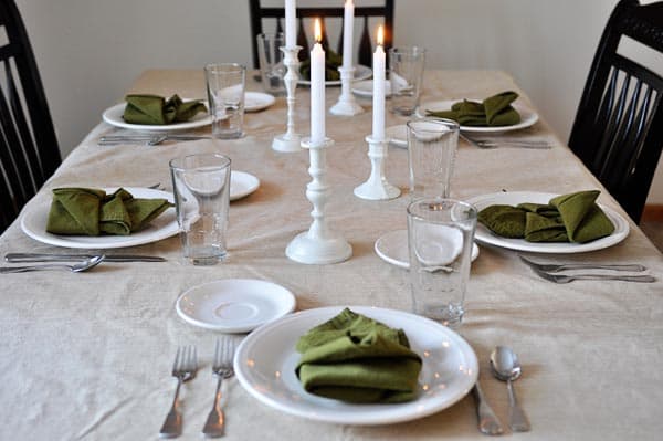 a nice candelit set dinner table