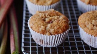 Rhubarb Muffins with A Little Bit of Streusel On Top