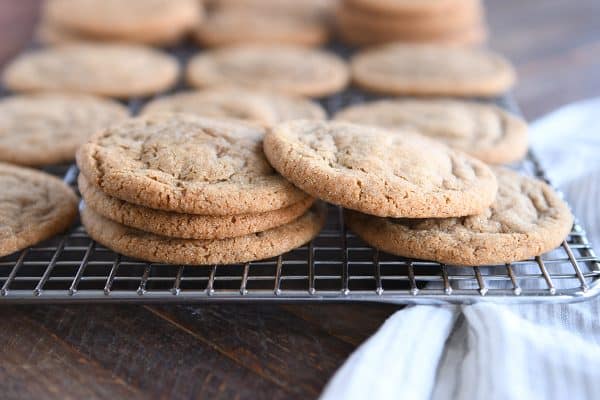 soft and chewy ginger molasses cookies on cooling rack