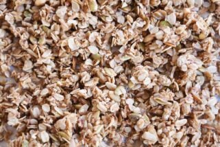 Sheet pan filled with brown butter pecan granola