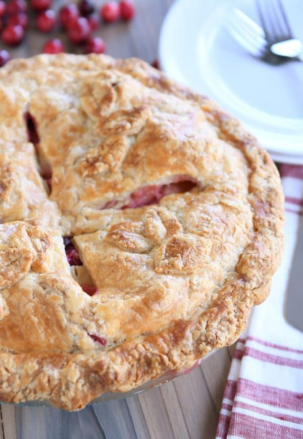 Baked apple cranberry pie.