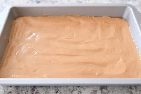 Caramel on top of shortbread crust.