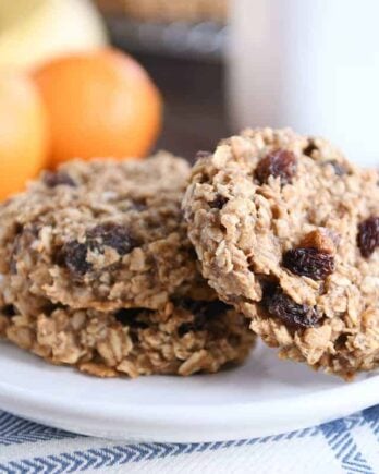 baked healthy breakfast cookies on white plate