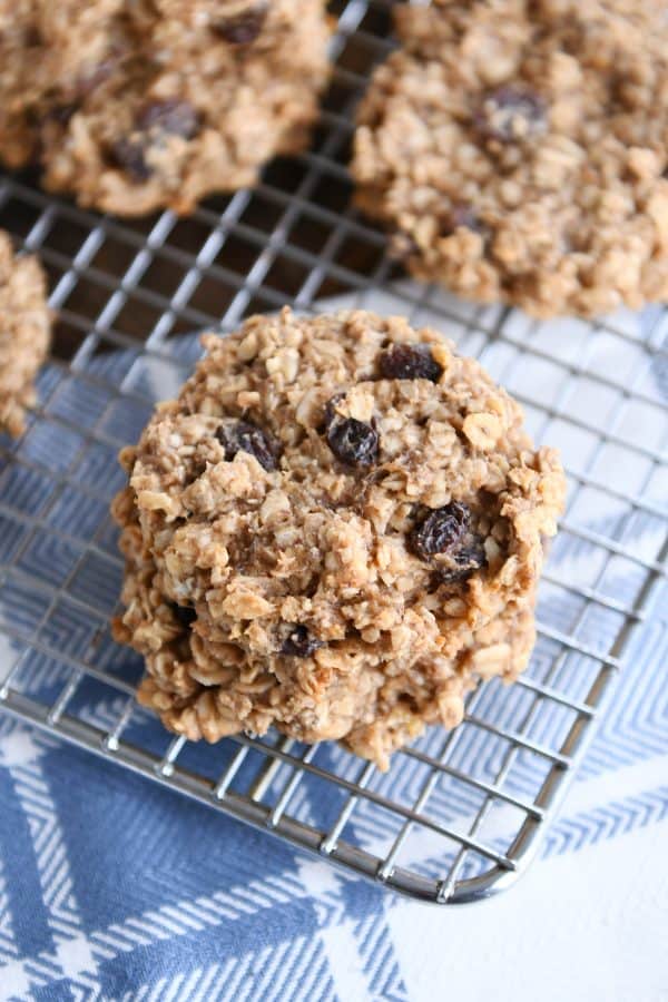 stack of healthy breakfast cookies on wire cooling rack