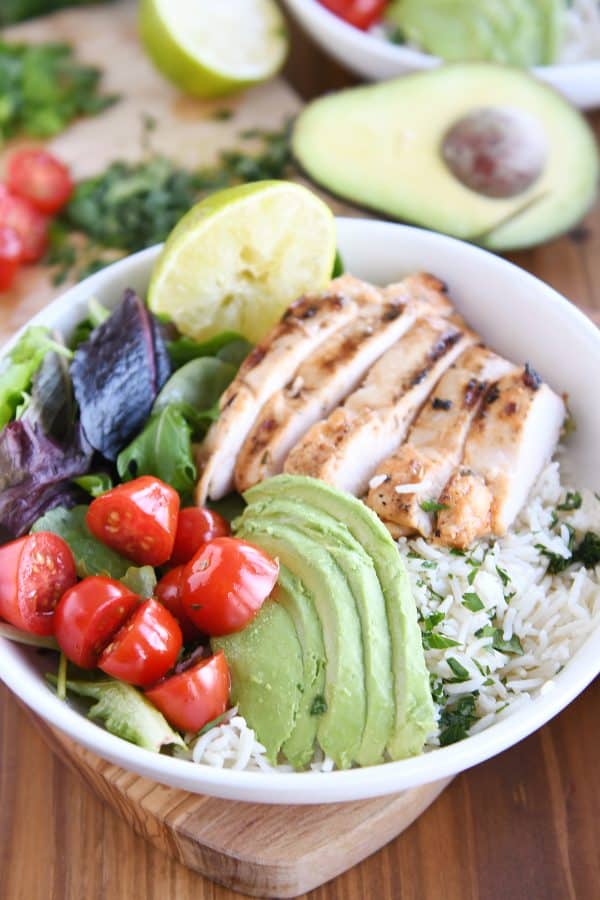 honey chipotle lime chicken in white bowl