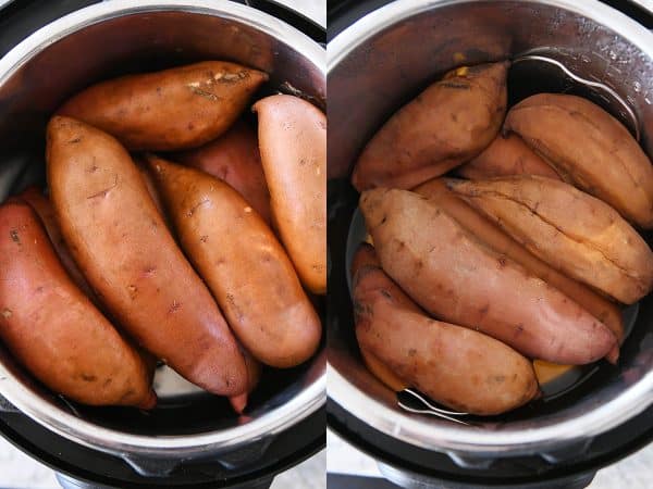 Cooking sweet potatoes in instant pot.