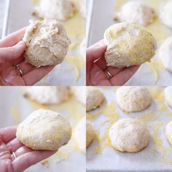 shaping english muffins into smoother shapes