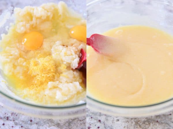 making batter for white chocolate brownies