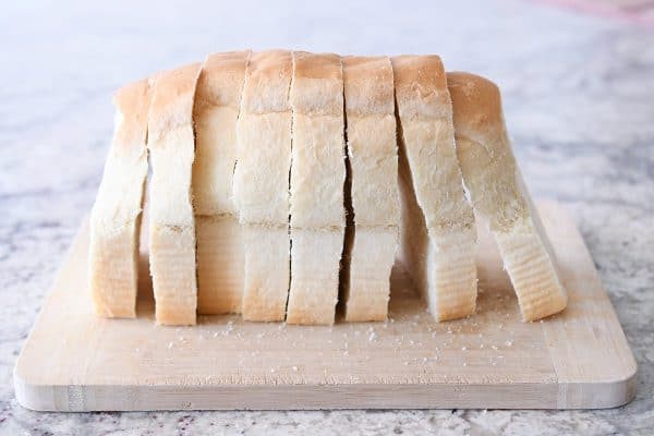 Thick sliced bread for crunchy baked french toast sticks.