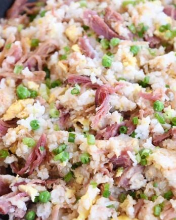 skillet full of easy ham fried rice