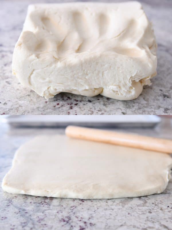 Rolling out chilled dough for the best homemade glazed donuts recipe.